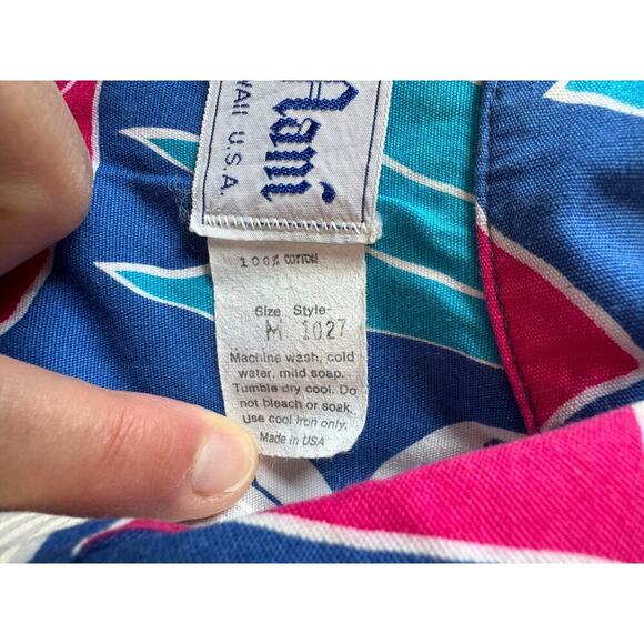 Vintage 80's, 90;s  Kai Nani Pineapple Hawaiian Shirt; size men's M, 100% cotton - Picture 9 of 10